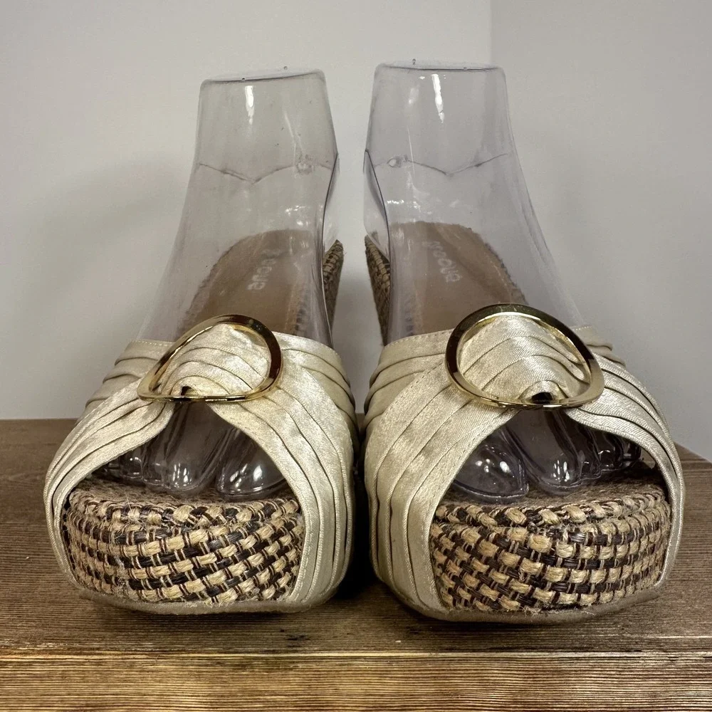 Groove Espadrille Wedge Sandals Womens SZ 7.5 Platform Coquette Y2K Retro Satin